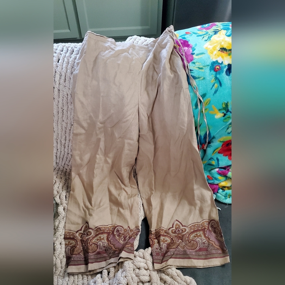 Harold's Tan Paisley Trim Pants